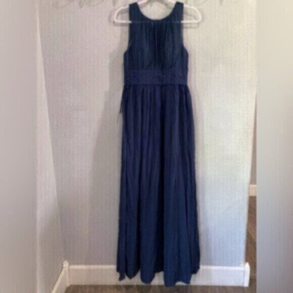 New Azazie Helga Empire Waist Lace Maxi Bridesmaid Wedding Event Party Dress - Picture 3 of 13